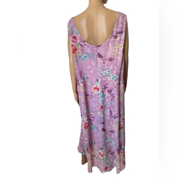 NOS Deadstock Studio C Vintage 90s Plus Purple Cottagecore Beaded Floral Dress - Picture 6 of 9